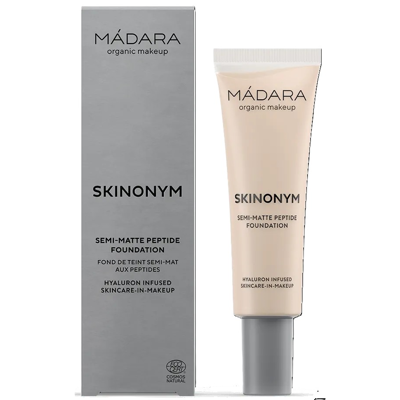 MÁDARA, Pusiau matinis makiažo pagrindas su peptidais "Skinonym", 15 STONE, 30 ml