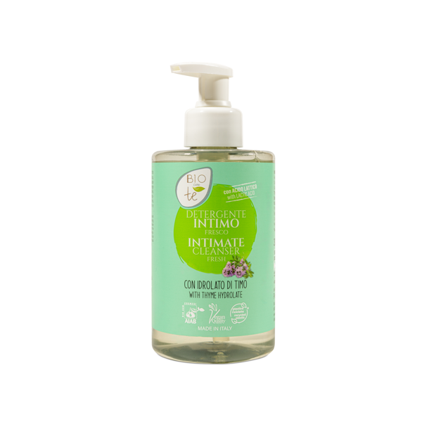 BIOconTé gaivinamasis intymios higienos prausiklis su čiobrelių hidrolatu ir pieno rūgštimi, 300 ml