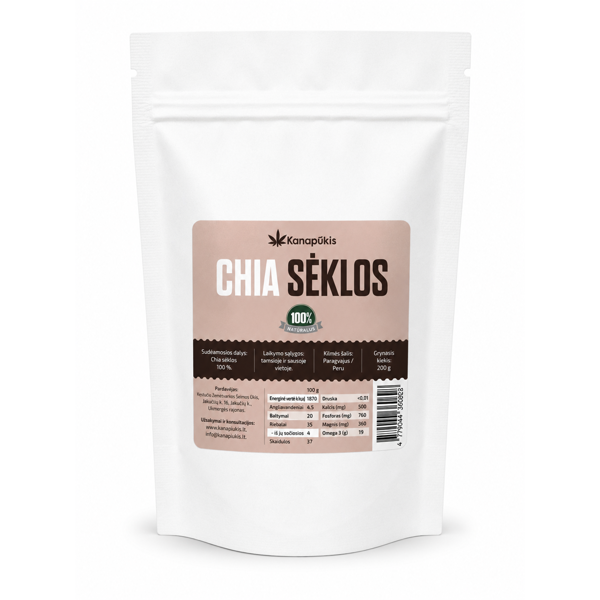 KANAPŪKIS Chia sėklos 200 g KANAPŪKIS Chia sėklos 200 g
