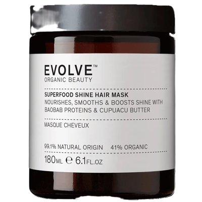 EVOLVE ORGANIC BEAUTY, Plaukų kaukė „Superfood Shine“, 180 ml