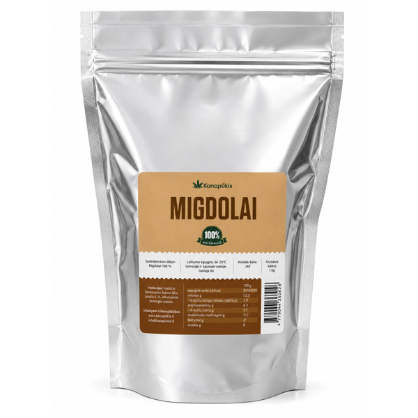 KANAPŪKIS Migdolai 1 kg. KANAPŪKIS Migdolai 1 kg.