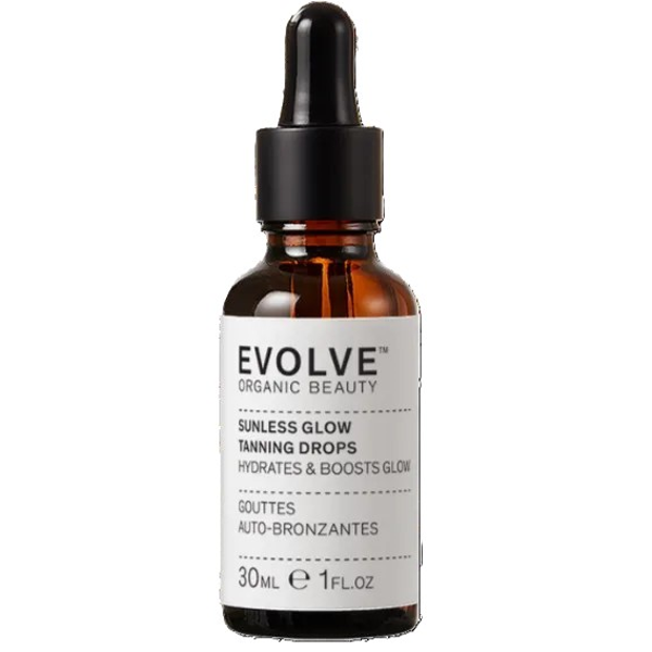 EVOLVE ORGANIC BEAUTY, Savaiminio įdegio lašai „Sunless Glow“, ekologiški, 30 ml