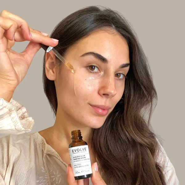 EVOLVE ORGANIC BEAUTY, Savaiminio įdegio lašai „Sunless Glow“, ekologiški, 30 ml