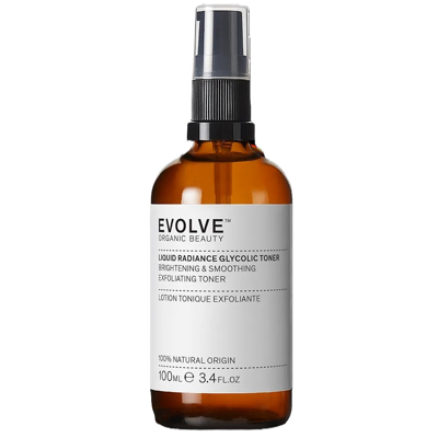 EVOLVE ORGANIC BEAUTY, Švytėjimo suteikiantis veido tonikas su glikolio rūgštimi, 100 ml