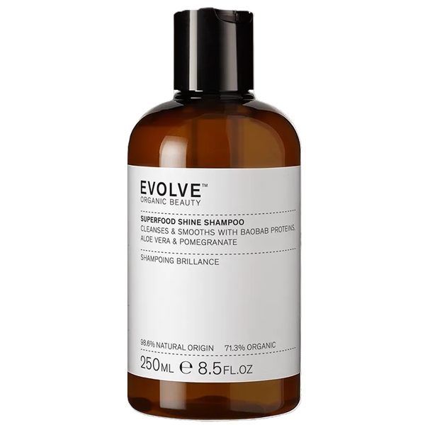 EVOLVE ORGANIC BEAUTY, Glotninamasis šampūnas „Superfood Shine“, ekologiškas, 250 ml EVOLVE ORGANIC BEAUTY, Glotninamasis šampūnas „Superfood Shine“, ekologiškas, 250 ml