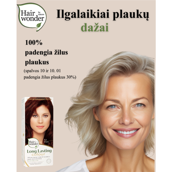 HAIRWONDER Ilgalaikiai plaukų dažai su 9 ekologiškais ekstraktais, 10.01, 100 ml HAIRWONDER Ilgalaikiai plaukų dažai su 9 ekologiškais ekstraktais, 10.01, 100 ml