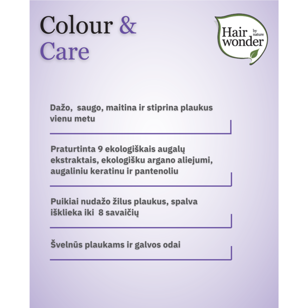 HAIRWONDER Colour & Care ilgalaikiai plaukų dažai be amoniako, spalva šviesi blondinė 8, 100 ml HAIRWONDER Colour & Care ilgalaikiai plaukų dažai be amoniako, spalva šviesi blondinė 8, 100 ml