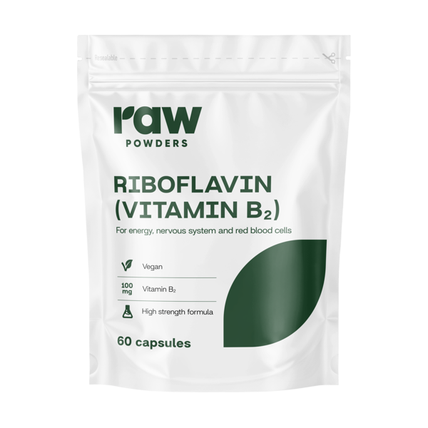 RAW POWDERS RIBOFLAVINAS (VITAMINAS B2) 100 mg, 60 kapsulių
