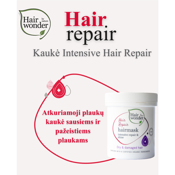 HAIRWONDER Kaukė maitinanti ir atgaivinanti plaukus Hair Repair, 200 ml HAIRWONDER Kaukė maitinanti ir atgaivinanti plaukus Hair Repair, 200 ml