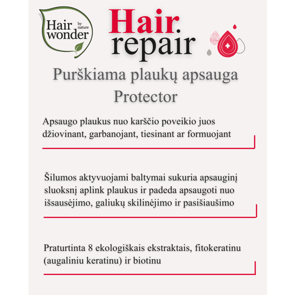 HAIRWONDER Purškiama plaukų apsauga  nuo karščio Hair Repair Heatcare Protector, 150 ml