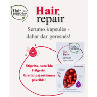 HAIRWONDER Serumo kapsulės plaukų maitinimui ir šilkiniam švelnumui, 14 kapsulių HAIRWONDER Serumo kapsulės plaukų maitinimui ir šilkiniam švelnumui, 14 kapsulių