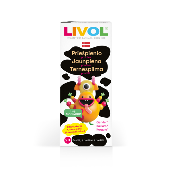 LIVOL EXTRA COLOSTRUM STRONG, čiulpiamosios pastilės gerklei, 20 pastilių paveikslėlis