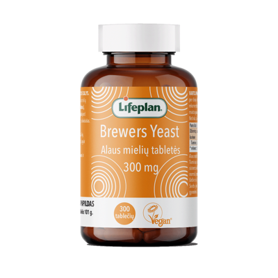 LIFEPLAN Brewer's Yeast 300mg alaus mielių, 300 tablečių paveikslėlis