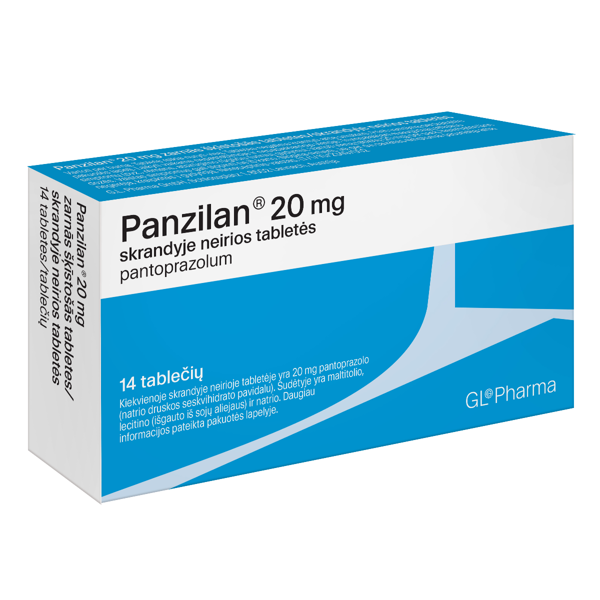 PANZILAN, 20 mg, skrandyje neirios tabletės, N14 paveikslėlis PANZILAN, 20 mg, skrandyje neirios tabletės, N14 paveikslėlis
