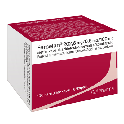 FERCELAN, 202,8 mg/0,8 mg/100 mg, kietosios kapsulės, N100 paveikslėlis