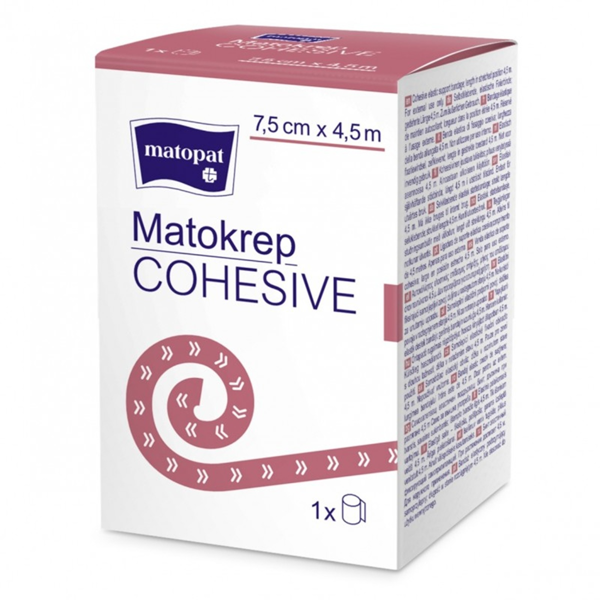 MATOKREP COHESIVE, elastinis kibus tvarstis, 7,5cm x 4,5m, 1 vnt. paveikslėlis MATOKREP COHESIVE, elastinis kibus tvarstis, 7,5cm x 4,5m, 1 vnt. paveikslėlis