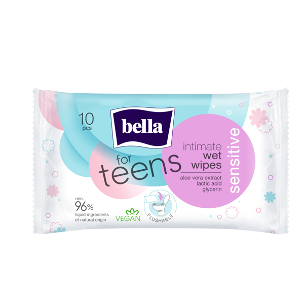 BELLA FOR TEENS, drėgnos servetėlės intymiai higienai, 10 vnt. paveikslėlis BELLA FOR TEENS, drėgnos servetėlės intymiai higienai, 10 vnt. paveikslėlis