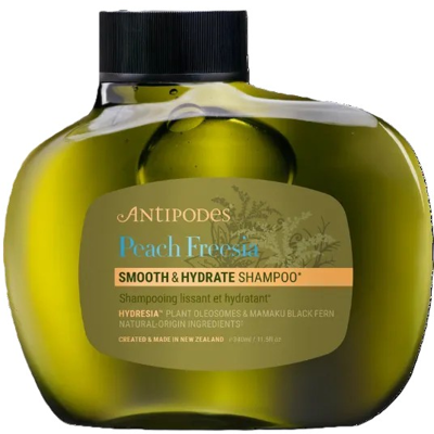 ANTIPODES, Glotninamasis ir drėkinamasis šampūnas PEACH FREESIA, 340 ml