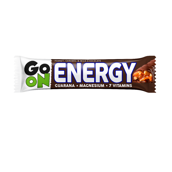 GO ON ENERGY, Peanut&Caramel, batonėlis su kofeinu, 45g paveikslėlis GO ON ENERGY, Peanut&Caramel, batonėlis su kofeinu, 45g paveikslėlis