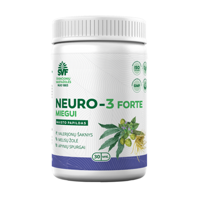 ŠVENČIONIŲ VAISTAŽOLĖS, NEURO-3 FORTE, miegui, 30 kaps. paveikslėlis