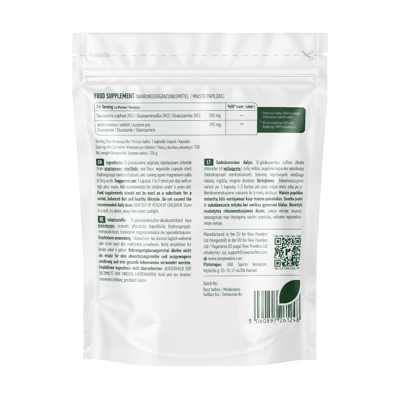 RAW POWDERS, gliukozaminas, 500 mg, 120 kapsulių paveikslėlis
