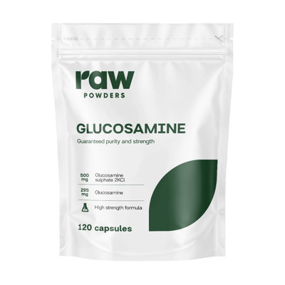 RAW POWDERS, gliukozaminas, 500 mg, 120 kapsulių paveikslėlis