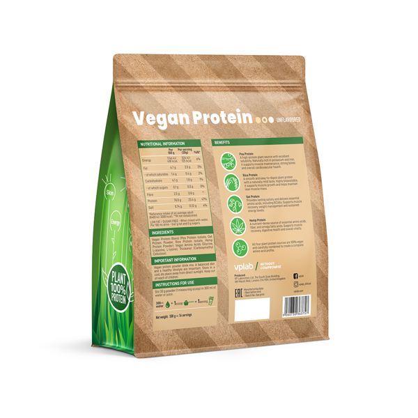 VPLAB, Vegan Protein Unflavored, 500g paveikslėlis VPLAB, Vegan Protein Unflavored, 500g paveikslėlis