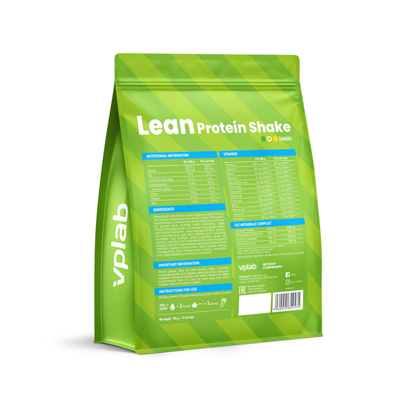 VPLAB, Lean Protein Shake Banana, 750g paveikslėlis