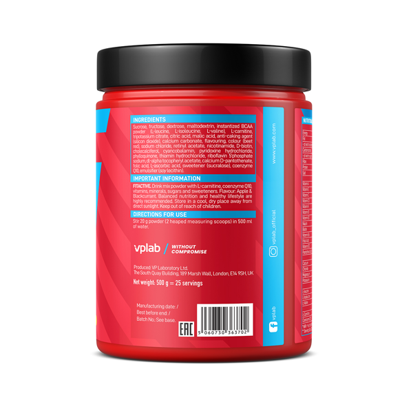 VPLAB, FitActive Apple and Blackcurrant, 500g paveikslėlis