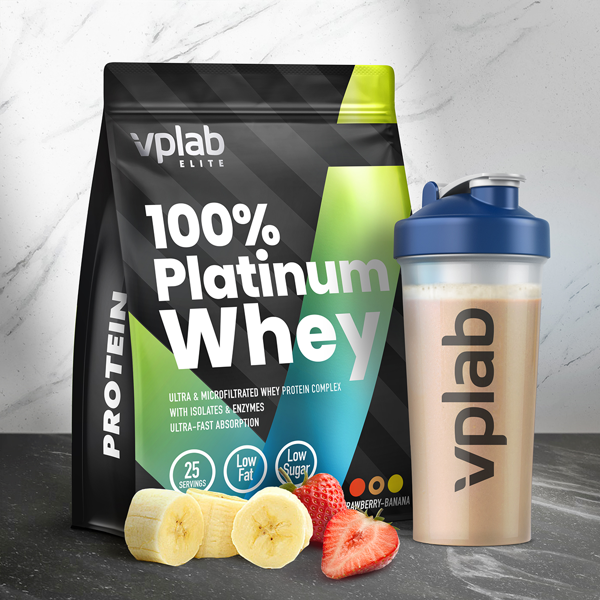 VPLAB, Platinum Whey Strawberry-Banana, 750g paveikslėlis