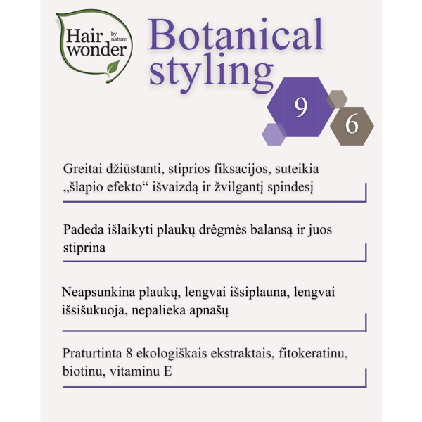 HAIRWONDER Botanical Styling žele plaukams stiprios fiksacijos, 150 ml HAIRWONDER Botanical Styling žele plaukams stiprios fiksacijos, 150 ml