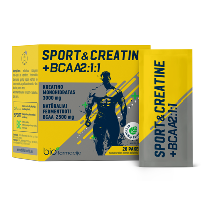 SPORT&CREATINE + BCAA 2:1:1, 28 paketėliai geriamajam tirpalui paveikslėlis