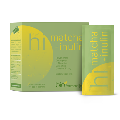 BIOFARMACIJA, HI Matcha + Inulin, 14 pakelių