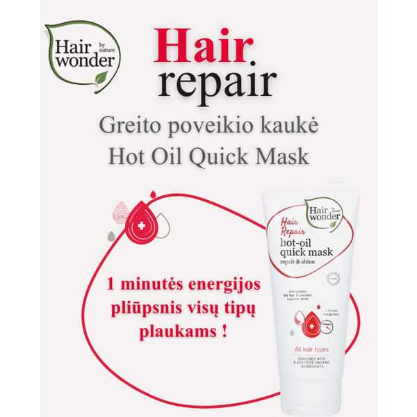 HAIRWONDER Greito poveikio kaukė Hair Repair Hot Oil Quick Mask, 100 ml HAIRWONDER Greito poveikio kaukė Hair Repair Hot Oil Quick Mask, 100 ml