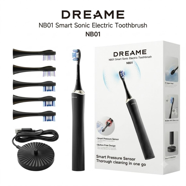 DREAME NB01, elektrinis dantų šepetėlis, juodas, +6vnt galvučių paveikslėlis