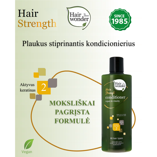 HAIRWONDER plaukus sustiprinantis kondicionierius „Hair Strength“ , 200 ml HAIRWONDER plaukus sustiprinantis kondicionierius „Hair Strength“ , 200 ml
