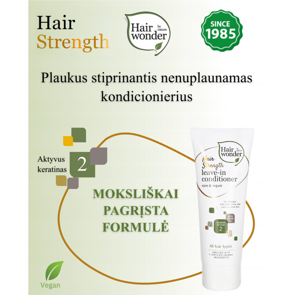 HAIRWONDER plaukus sustiprinantis nenuplaunamas kondicionierius „Hair Strength“ , 75 ml paveikslėlis HAIRWONDER plaukus sustiprinantis nenuplaunamas kondicionierius „Hair Strength“ , 75 ml paveikslėlis