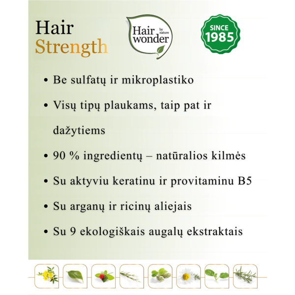 HAIRWONDER plaukus sustiprinantis šampūnas „Hair Strength“ , 200 ml HAIRWONDER plaukus sustiprinantis šampūnas „Hair Strength“ , 200 ml
