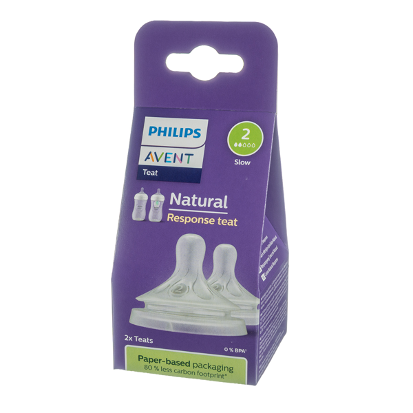 PHILIPS AVENT, silikoninis žindukas "Natural Response", (2 srauto, lėta tėkmė), nuo 0 mėn., SCY962/02, 2 vnt. paveikslėlis