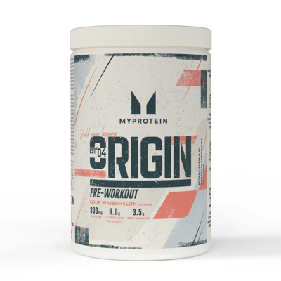 Myprotein Origin Pre Workout, prieštreniruotinis stimuliantas, 600g Rūgštaus arbūzo skonio