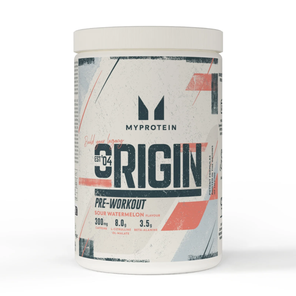 Myprotein Origin Pre Workout, prieštreniruotinis stimuliantas, 600g Rūgštaus arbūzo skonio Myprotein Origin Pre Workout, prieštreniruotinis stimuliantas, 600g Rūgštaus arbūzo skonio