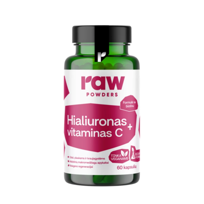 AW POWDERS HIALURONAS + VITAMINAS C, 60 kapsulių paveikslėlis