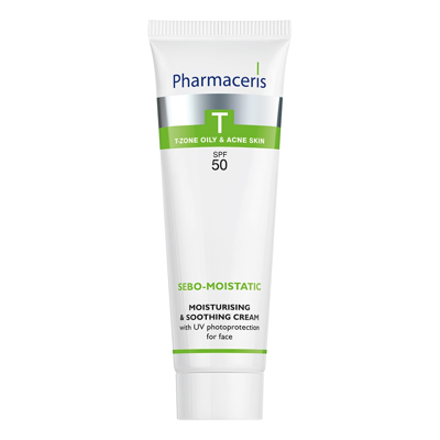 PHARMACERIS T, SEBO MOISTATIC, drėkinamasis kremas riebiai, mišriai odai, SPF50, 50 ml paveikslėlis