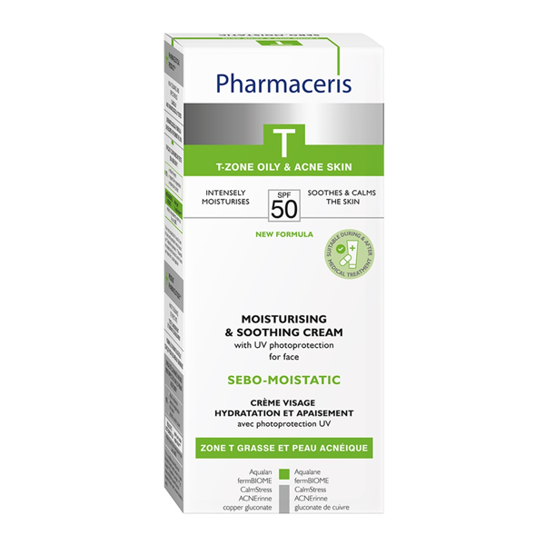 PHARMACERIS T, SEBO MOISTATIC, drėkinamasis kremas riebiai, mišriai odai, SPF50, 50 ml paveikslėlis PHARMACERIS T, SEBO MOISTATIC, drėkinamasis kremas riebiai, mišriai odai, SPF50, 50 ml paveikslėlis
