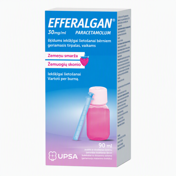 EFFERALGAN, 30 mg/ml, geriamasis tirpalas, vaikams, 90 ml paveikslėlis EFFERALGAN, 30 mg/ml, geriamasis tirpalas, vaikams, 90 ml paveikslėlis