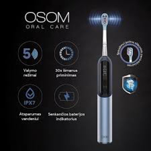 OSOM Oral Care Įkraunamas, elektrinis dantų šepetėlis OSOMORALM2PROB, mėlynas OSOM Oral Care Įkraunamas, elektrinis dantų šepetėlis OSOMORALM2PROB, mėlynas