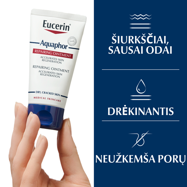 EUCERIN AQUAPHOR, atkuriamasis tepalas, 45 ml paveikslėlis EUCERIN AQUAPHOR, atkuriamasis tepalas, 45 ml paveikslėlis