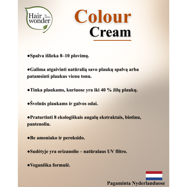 HAIRWONDER  dažantis kremas Colour Cream, spalva cinamono 7.38, 60 ml