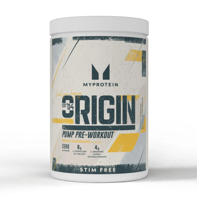 Myprotein Origin Pre Workout, stimuliantas be kofeino, 750g Rūgštaus limonado skonio