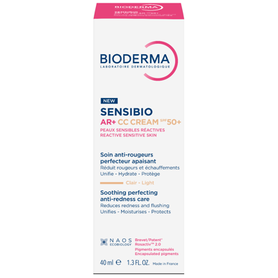 BIODERMA SENSIBIO AR+ CC SPF50+, kremas su spalva raustančiai jautriai odai, 40 ml